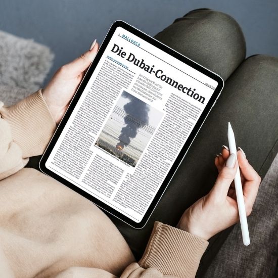Mockup Artikel der Mallorca Zeitung auf einem Tablet