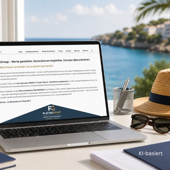 KI-Illustration Sommerpause: Laptop mit Sonnenhut