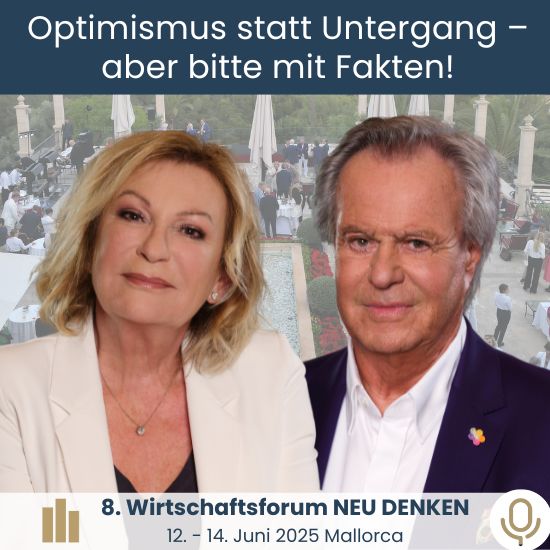 Willi Plattes und Sabine Christiansen im Vordergrund, im Hintergrund eine Terrasse.