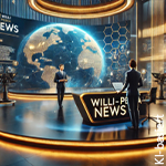 Futuristisches, KI-erzeugtes Willi-Pedia News Studio.
